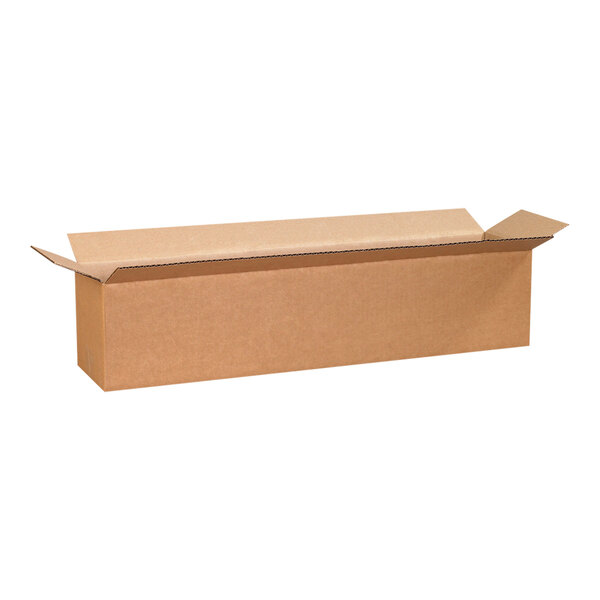 A brown Lavex cardboard shipping box with a lid.