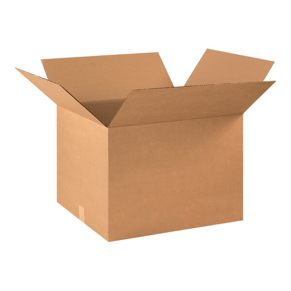 A brown Lavex cardboard box with an open lid.