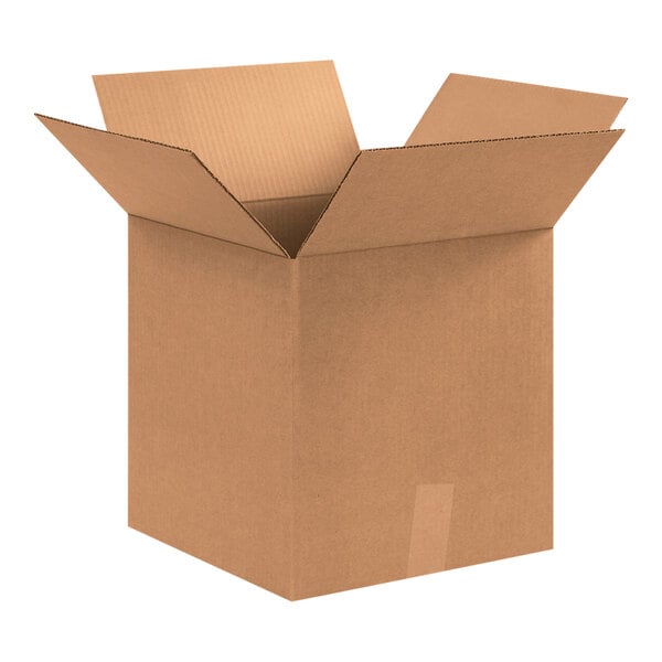 A Lavex cardboard shipping box with an open lid.