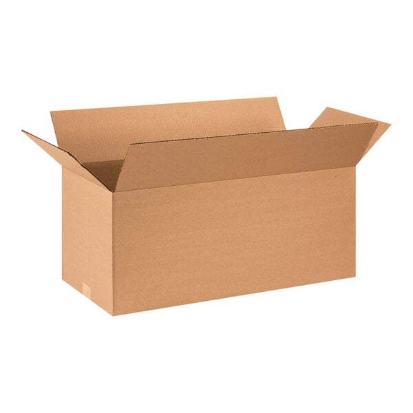 A brown cardboard box with open lid.