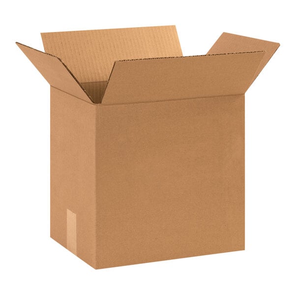 A Lavex cardboard shipping box with an open lid.