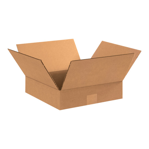 A Lavex Kraft cardboard shipping box with an open lid.