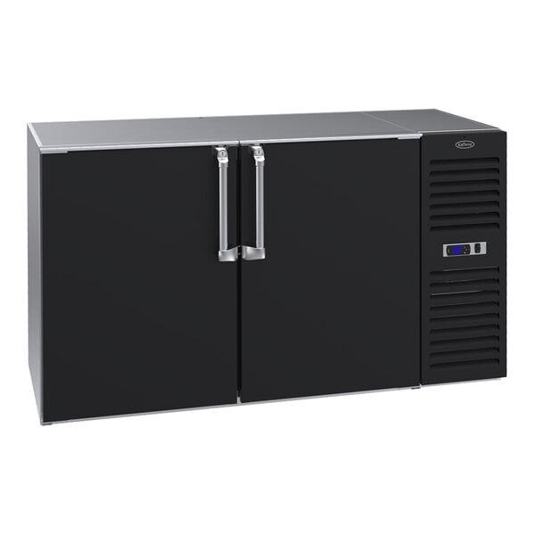 Krowne LS60R-BNS-LR 60" Black Solid Door Low-Profile Back Bar Refrigerator with Galvanized Steel Top and Right Side Compressor