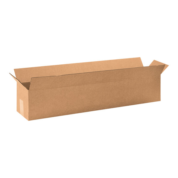 A brown Lavex shipping box with a lid.