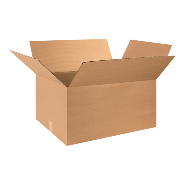 A Lavex cardboard box with an open lid.