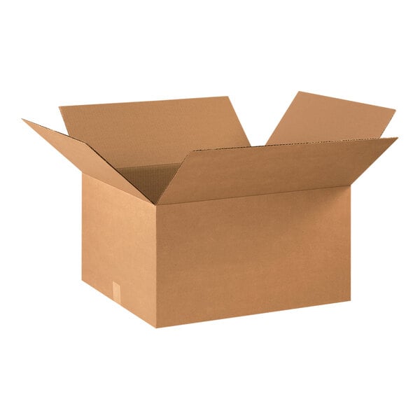 A Lavex kraft corrugated cardboard shipping box with one open side.