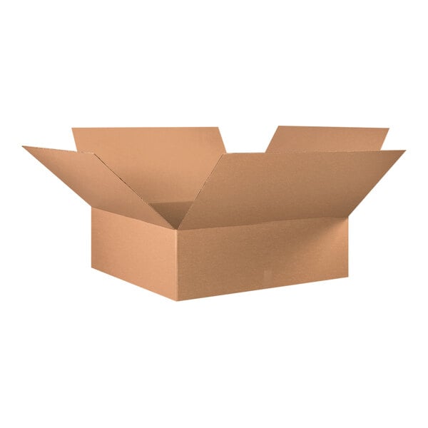 A brown Lavex cardboard box with an open lid.