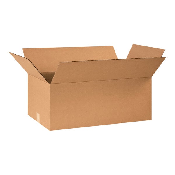 A brown Lavex cardboard box with an open lid.