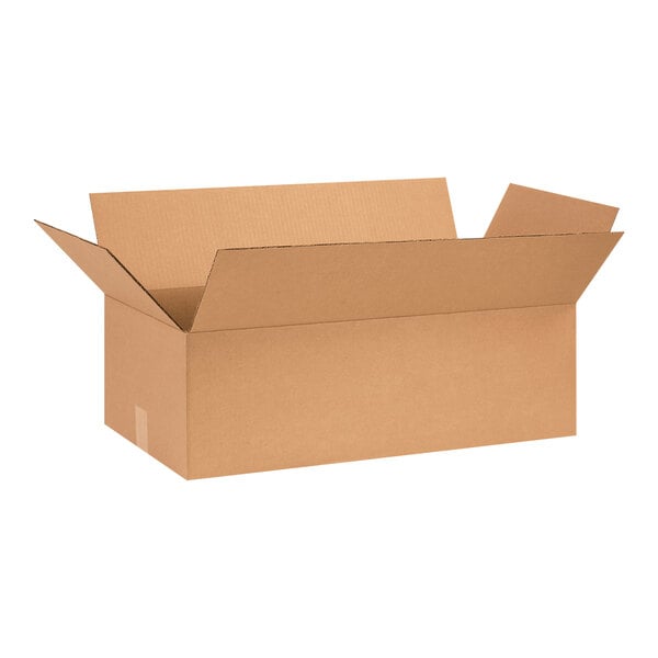 A brown cardboard box with an open lid.