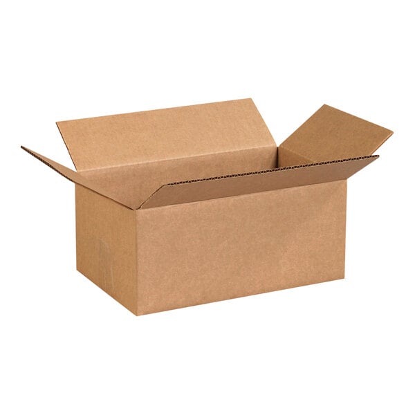 A brown Lavex shipping box with an open lid.