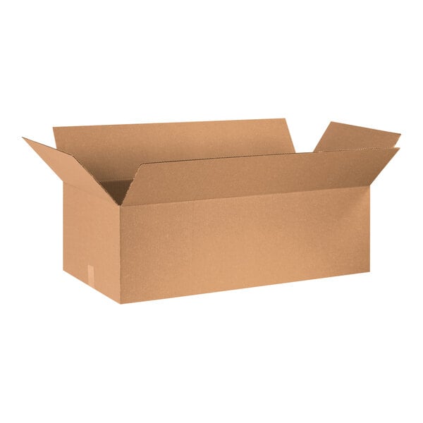 A brown cardboard box with an open lid.