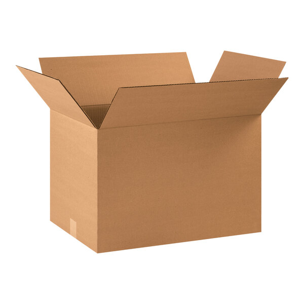 A close-up of a large open Lavex cardboard shipping box.