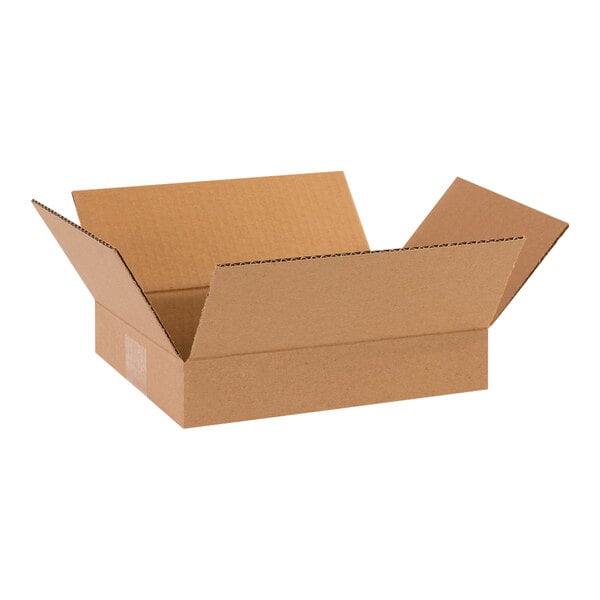 A Lavex cardboard shipping box with an open lid.