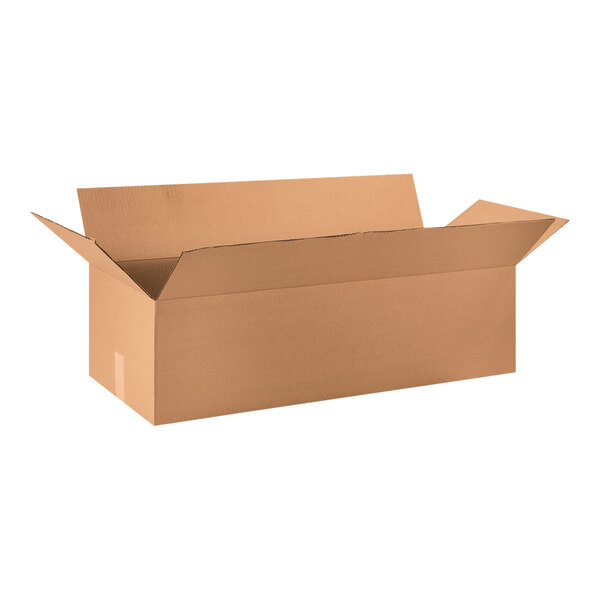 A brown cardboard box with a cut out top.