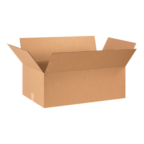 A brown cardboard box with an open lid.