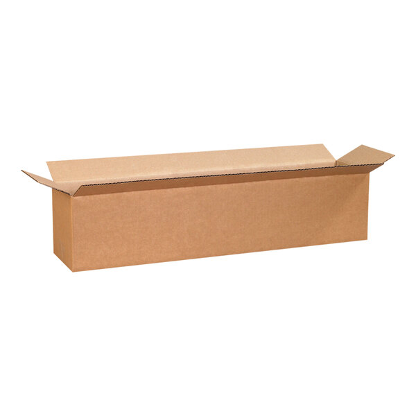 A brown Lavex cardboard shipping box with a lid.