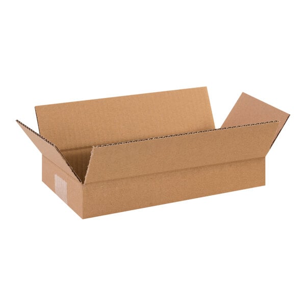 A brown cardboard Lavex shipping box with a white label.