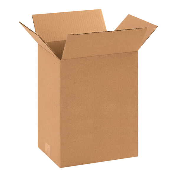 A Lavex cardboard shipping box with an open lid.