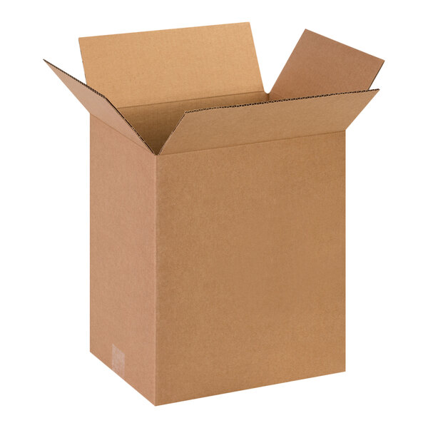 A Lavex cardboard shipping box with an open lid.