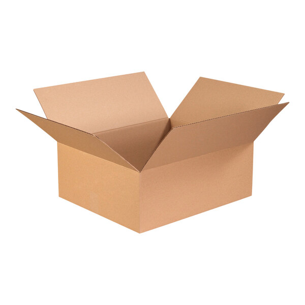 A brown Lavex cardboard box with an open lid.