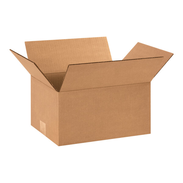 A brown cardboard Lavex shipping box with an open lid.