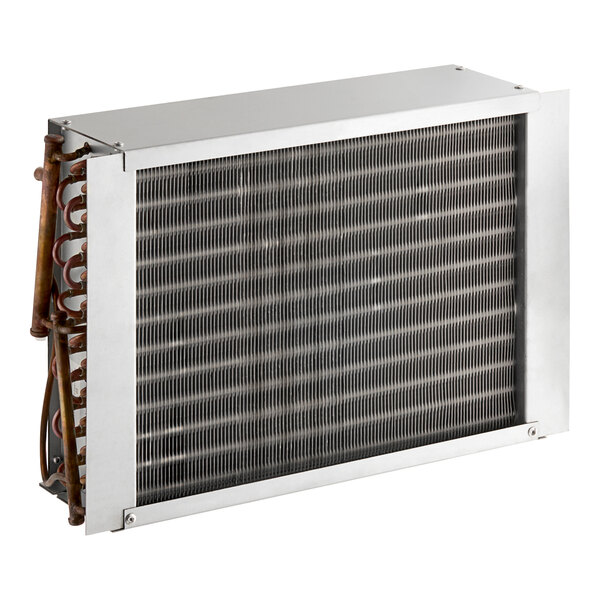 A metal condenser coil for an Avantco refrigeration unit.