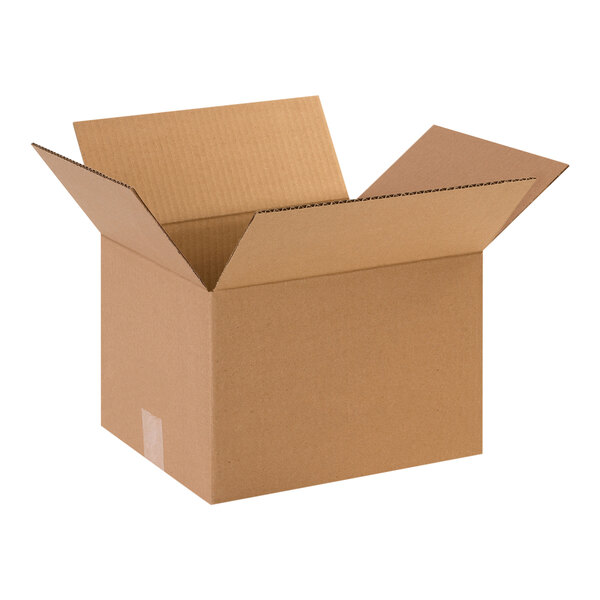 A Lavex cardboard shipping box with an open lid.