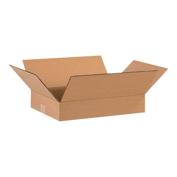 A brown cardboard box with an open lid.