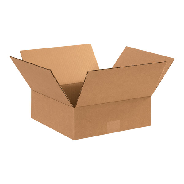 A Lavex cardboard shipping box with an open lid.