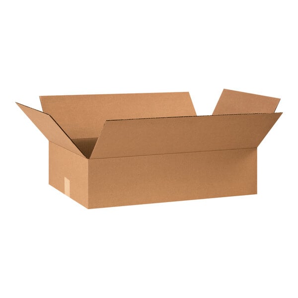 A brown Kraft cardboard shipping box with an open lid.