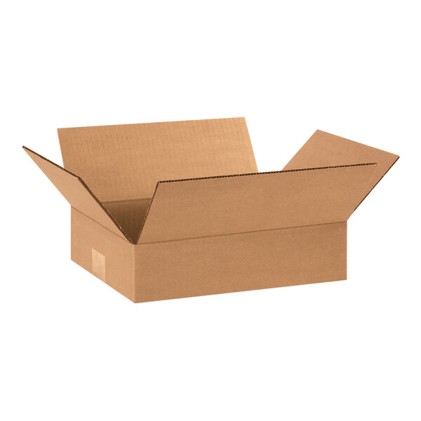 A brown cardboard box with an open lid.