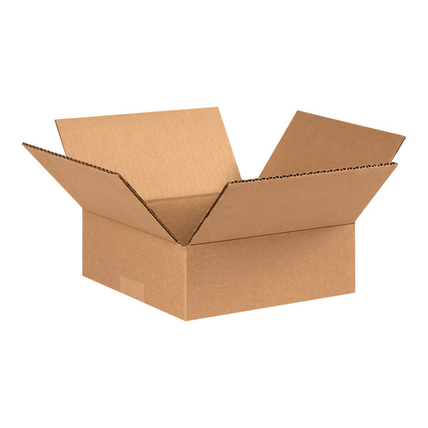 A Lavex cardboard shipping box with an open lid.