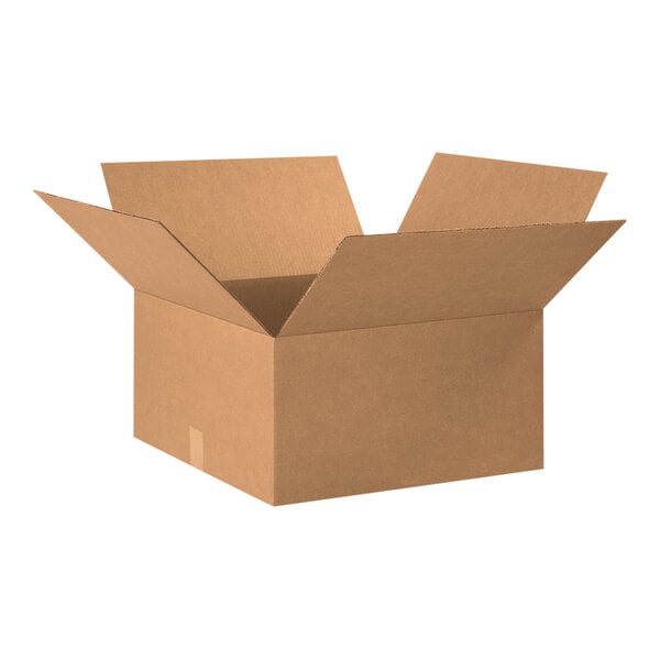 A Lavex Kraft corrugated cardboard shipping box with one open side.