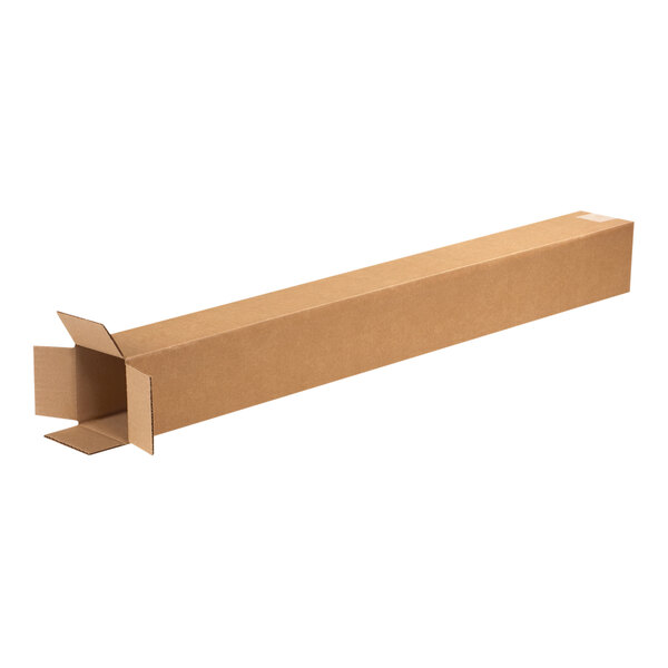 A long rectangular brown Lavex cardboard shipping box.