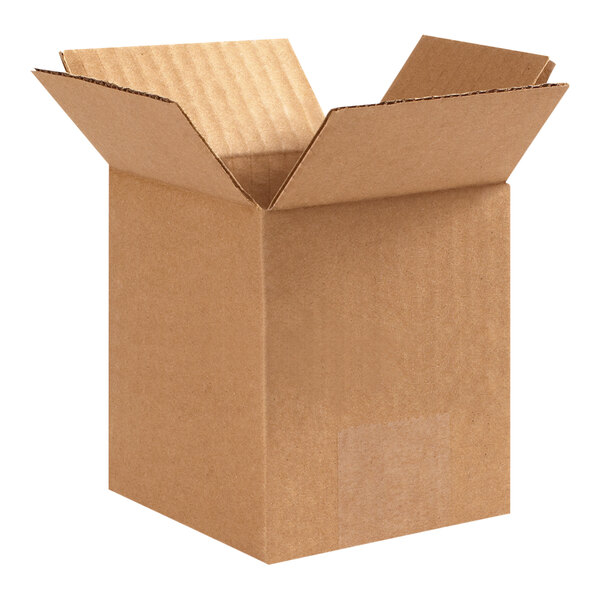 A Lavex cardboard shipping box with an open lid.