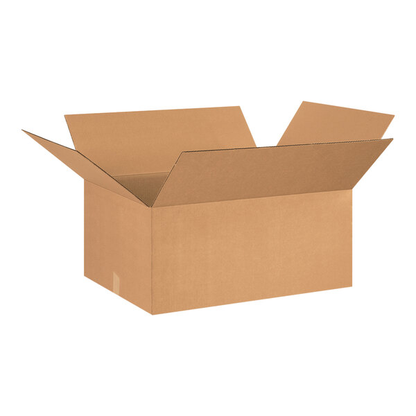 A brown Lavex cardboard box with an open lid.