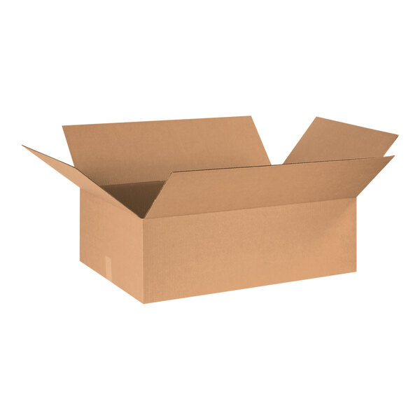 A brown cardboard box with an open lid.