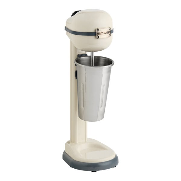 A cream AvaMix drink mixer with a metal spindle.