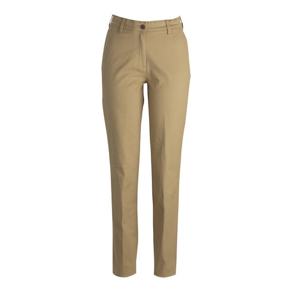 A pair of tan Edwards women's performance pants with buttons and pockets.