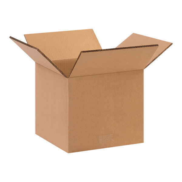 A Lavex heavy-duty cardboard shipping box with an open lid.