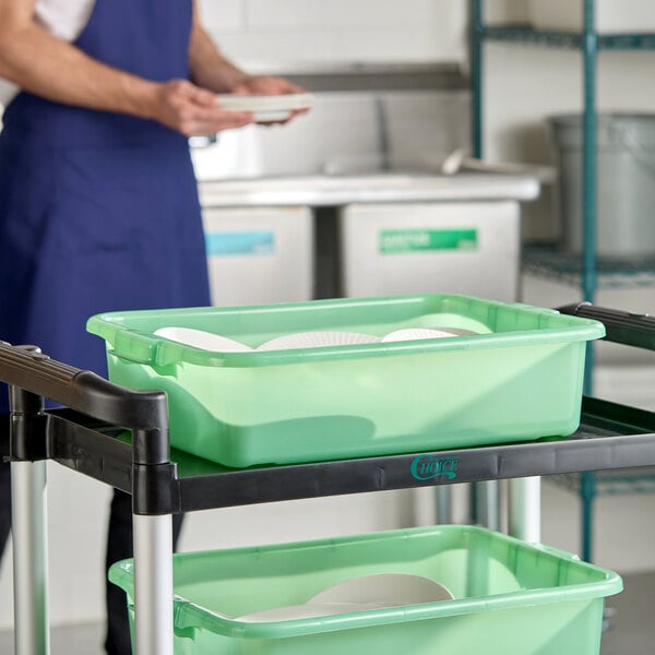 Vollrath 1521-C19 Traex® Color-Mate™ Green Bus Tub / Food Storage Box - 20" x 15" x 5"