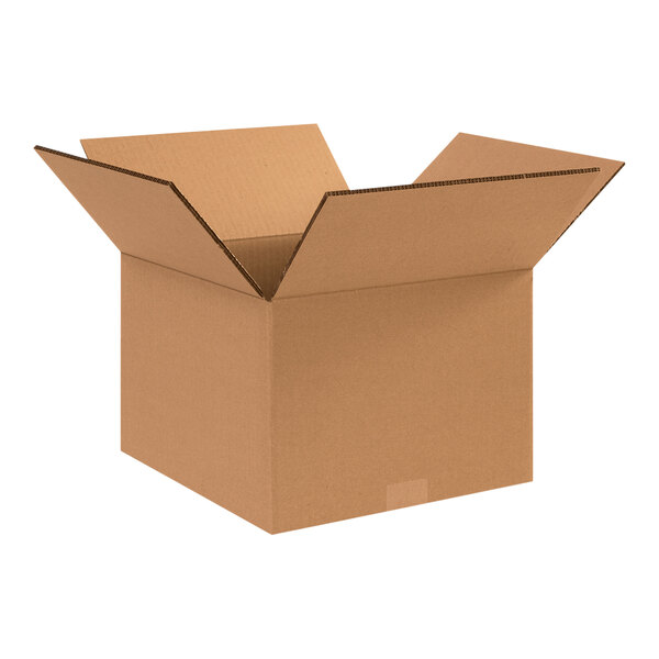 A close-up of a Lavex cardboard shipping box with an open lid.