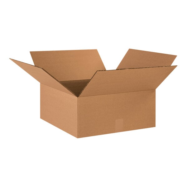 A Kraft cardboard box with an open lid.