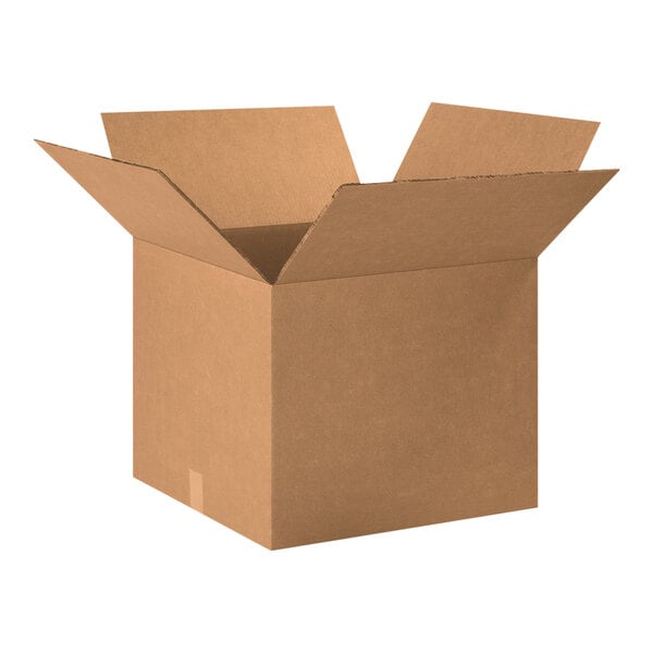 A brown Lavex cardboard box with an open lid.