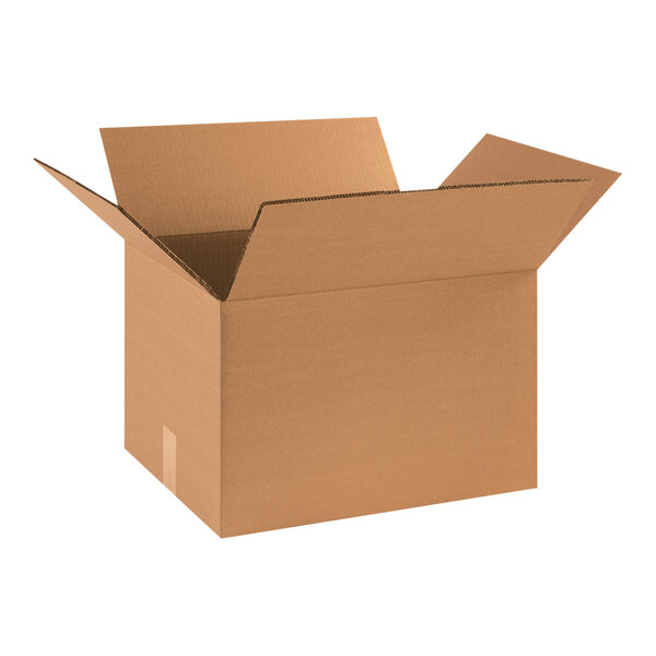 A close-up of a brown Lavex cardboard box with an open lid.