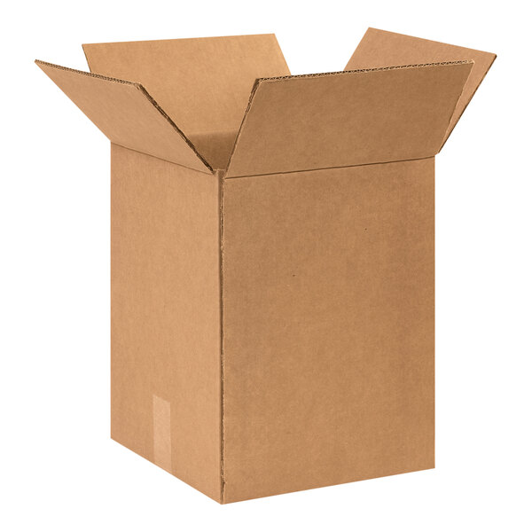 A Lavex heavy-duty cardboard shipping box with an open lid.