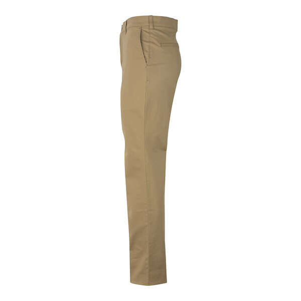 Edwards men's tan performance 4-way stretch pants with a buttoned waist.
