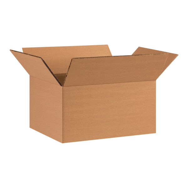 A brown cardboard box with an open lid.