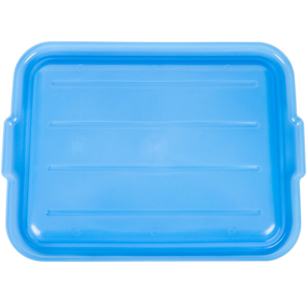 A blue plastic Vollrath Traex lid on a white background.