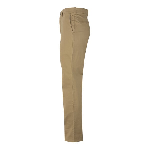 Edwards Men's Tan Performance 4-Way Stretch Pants with a buttoned waist.